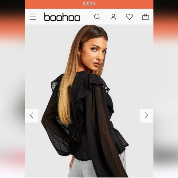 🍂🍁NWOT BOOHOO 18 Long Sleeve BlouseDobby Button Detail Long Sleeve Blouse - Picture 2 of 6